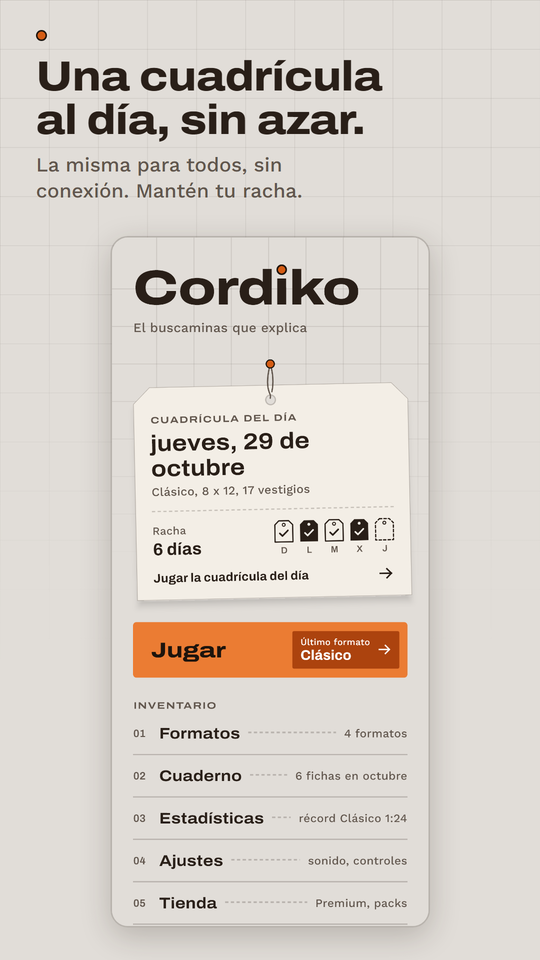 Una cuadrícula al día, sin azar.